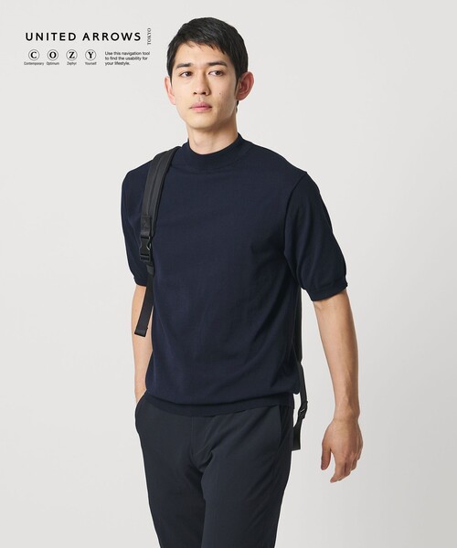 tシャツ ショートスリーブ モックネック ニットTシャツ UA COZY ウォッシャブル 抗菌防臭 メンズの画像