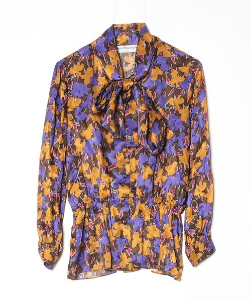 バレンシアガ　新品未使用　レア　花柄　ブラウス BALENCIAGA（バレンシアガ） 花柄長袖ブラウス 34 パープル レディース