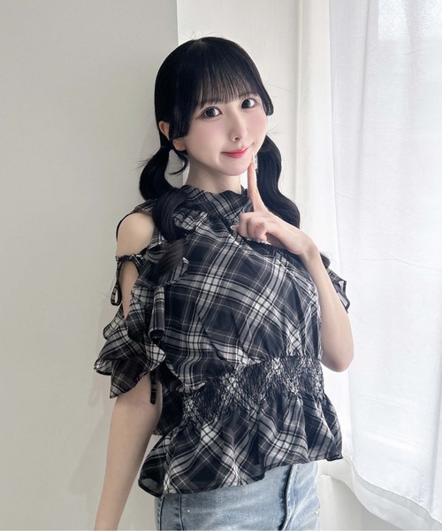INGNI（イング） ブラウス シャツ 半袖 2Wayリボンアソート肩あき 