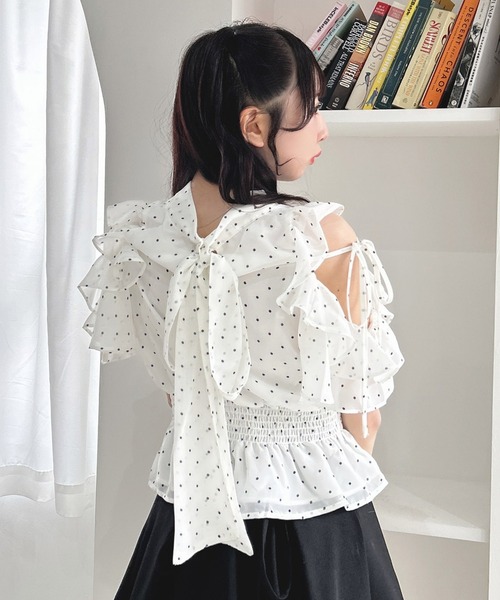 INGNI（イング） ブラウス シャツ 半袖 2Wayリボンアソート肩あき