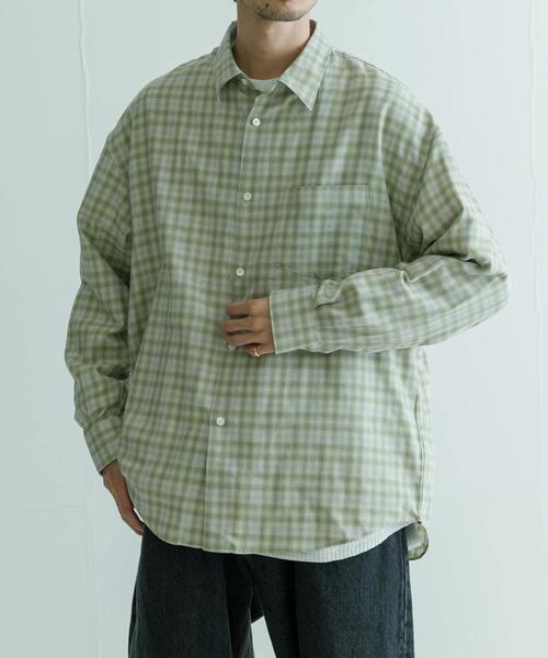 「THOMAS MASON」 長袖シャツ LARGE ベージュ メンズ_画像2