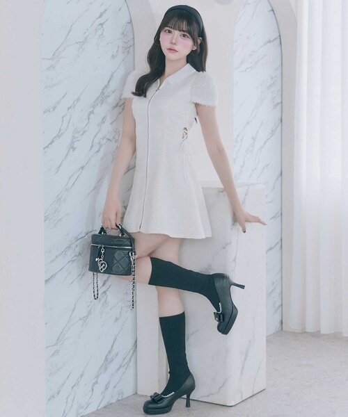 Belle Charme ワンピース 半袖 「Belle Charme」Twinkle Fur Sleeves