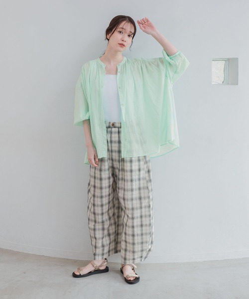 パンツ ボリュームチェックパンツ「プチ・プラスサイズあり」 レディースの画像