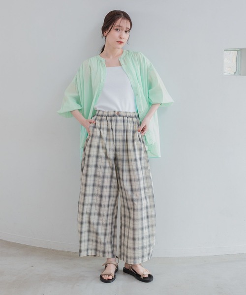 パンツ ボリュームチェックパンツ「プチ・プラスサイズあり」 レディースの画像