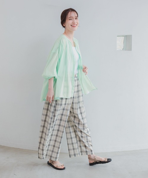 パンツ ボリュームチェックパンツ「プチ・プラスサイズあり」 レディースの画像