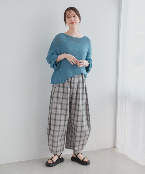 パンツ ボリュームチェックパンツ「プチ・プラスサイズあり」 レディースの画像