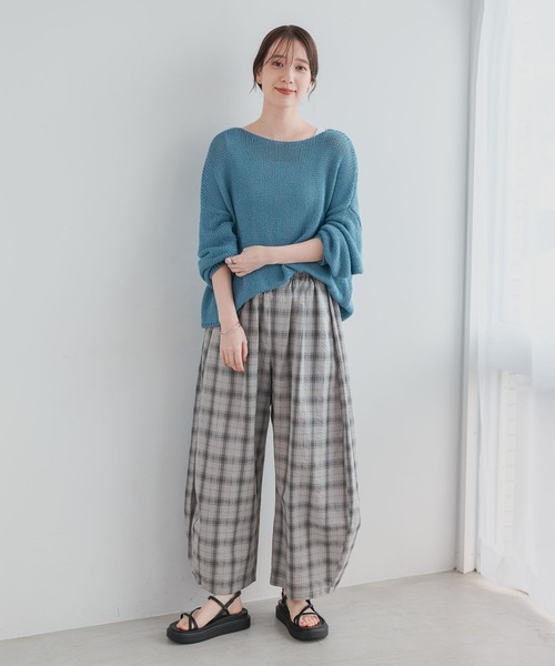 パンツ ボリュームチェックパンツ「プチ・プラスサイズあり」 レディースの画像