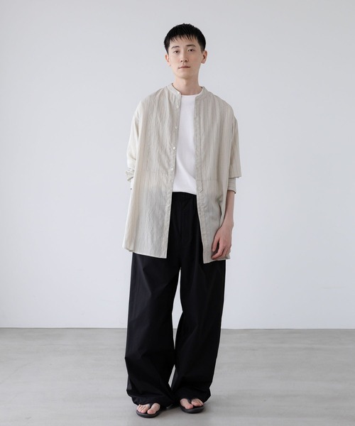 シャツ 接触冷感機能付き「LFM(U)」リネンストライプブザムシャツ　 902808 メンズ レディース | LOWRYS FARM | 10