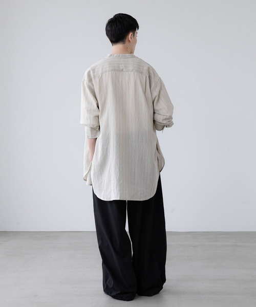 シャツ 接触冷感機能付き「LFM(U)」リネンストライプブザムシャツ　 902808 メンズ レディース | LOWRYS FARM | 12