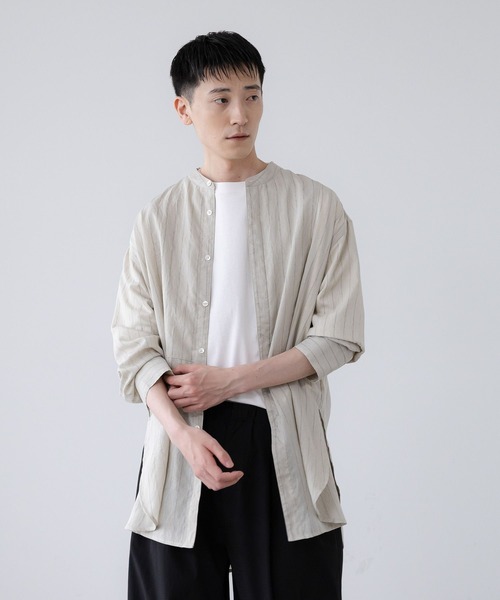 シャツ 接触冷感機能付き「LFM(U)」リネンストライプブザムシャツ　 902808 メンズ レディース | LOWRYS FARM | 14