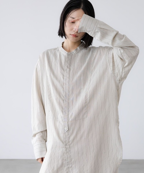 シャツ 接触冷感機能付き「LFM(U)」リネンストライプブザムシャツ　 902808 メンズ レディース | LOWRYS FARM | 19