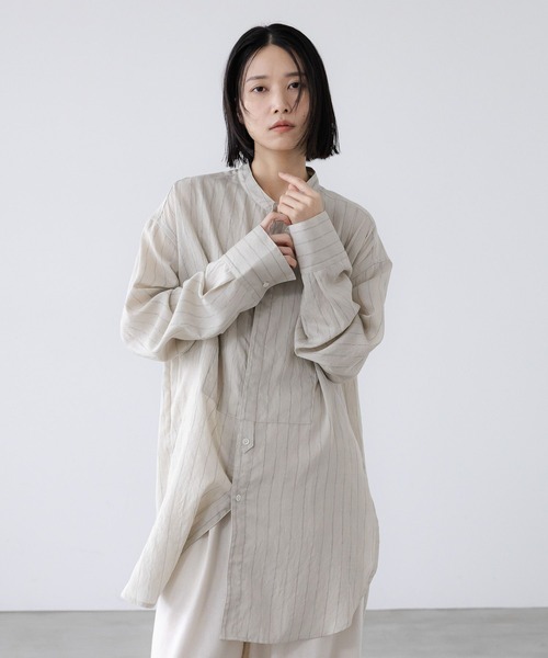 シャツ 接触冷感機能付き「LFM(U)」リネンストライプブザムシャツ　 902808 メンズ レディース | LOWRYS FARM | 21