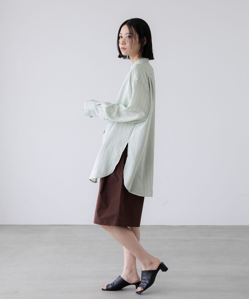 シャツ 接触冷感機能付き「LFM(U)」リネンストライプブザムシャツ　 902808 メンズ レディース | LOWRYS FARM | 05