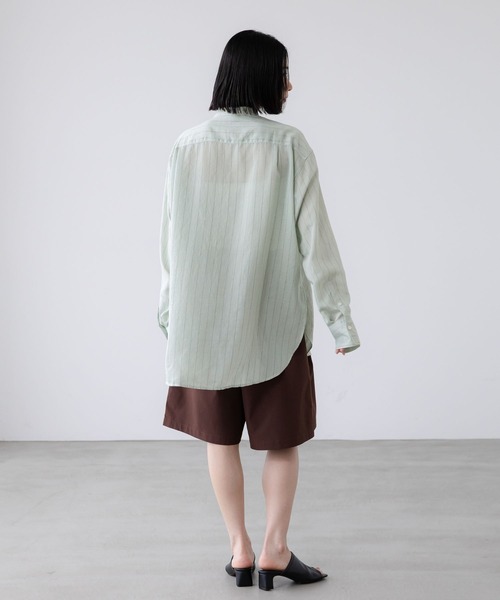 シャツ 接触冷感機能付き「LFM(U)」リネンストライプブザムシャツ　 902808 メンズ レディース | LOWRYS FARM | 06