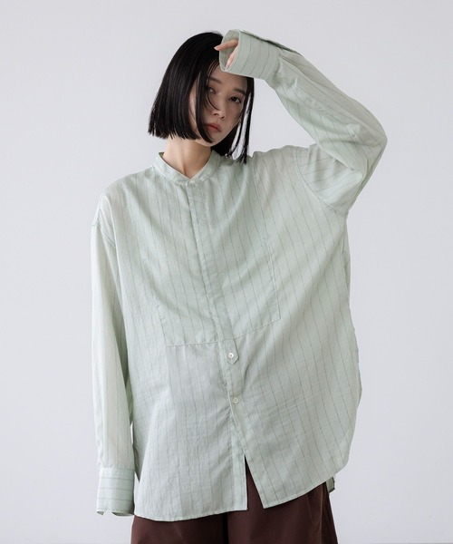 シャツ 接触冷感機能付き「LFM(U)」リネンストライプブザムシャツ　 902808 メンズ レディース | LOWRYS FARM | 07
