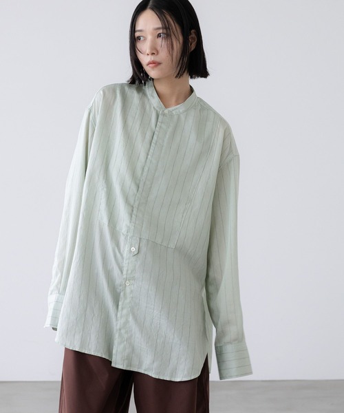 シャツ 接触冷感機能付き「LFM(U)」リネンストライプブザムシャツ　 902808 メンズ レディース | LOWRYS FARM | 08