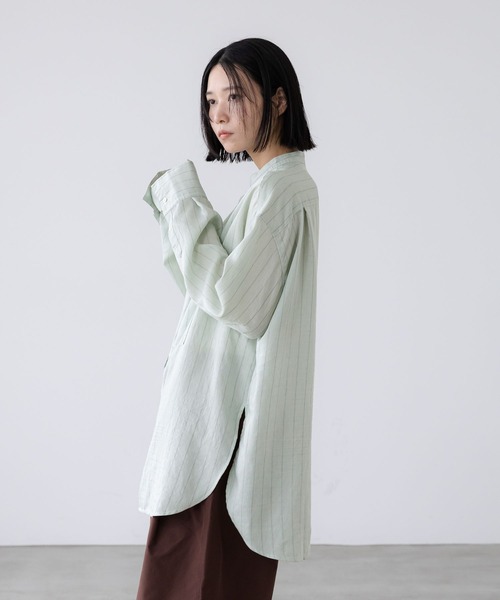 シャツ 接触冷感機能付き「LFM(U)」リネンストライプブザムシャツ　 902808 メンズ レディース | LOWRYS FARM | 09