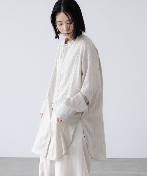 シャツ 接触冷感機能付き「LFM(U)」リネンストライプブザムシャツ　 902808 メンズ レディース | LOWRYS FARM | 20