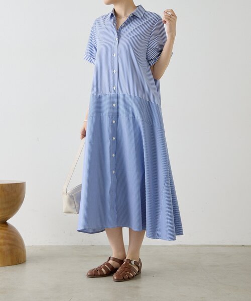ワンピース 切替ストライプワンピース「SUM1 STYLE」の画像