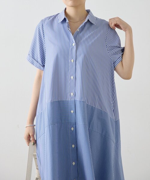 ワンピース 切替ストライプワンピース「SUM1 STYLE」の画像