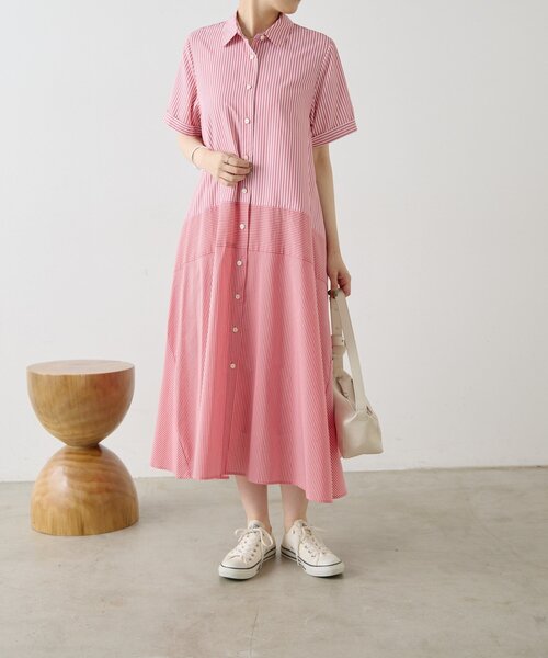 ワンピース 切替ストライプワンピース「SUM1 STYLE」の画像