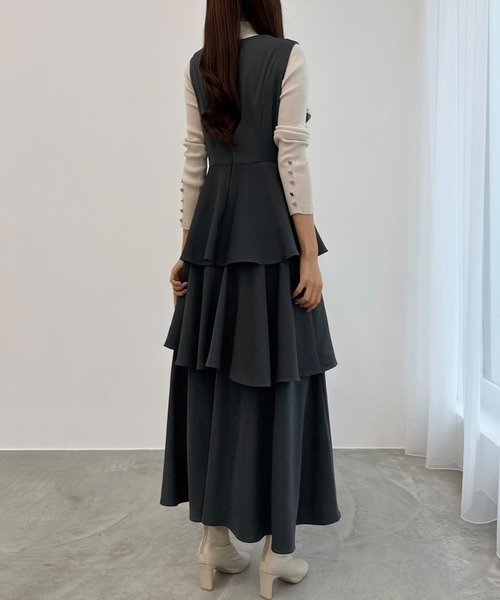 「CENEA」 ノースリーブワンピース LARGE チャコール レディース_画像2