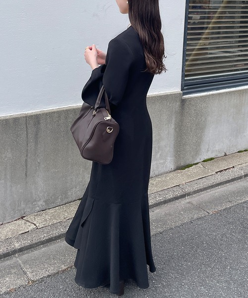 「junoah」 長袖ワンピース MEDIUM ブラック レディース_画像3