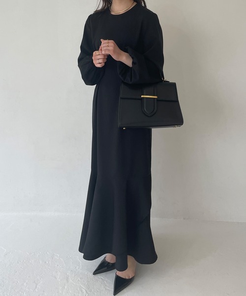 「junoah」 長袖ワンピース MEDIUM ブラック レディース_画像6