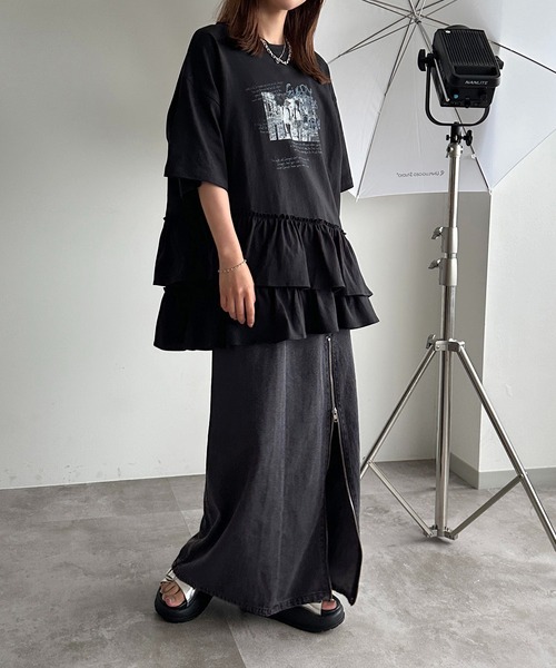 「apres jour mignon」 半袖Tシャツ フリー ブラック レディース_画像6