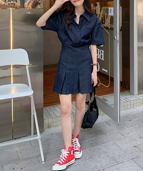 ★IAMMARI★ ショイレット Aライン デニムミニワンピース aimoha ワンピース デニムミニワンピース : ZOZOTOWN Yahoo!店