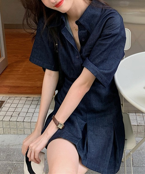 ★IAMMARI★ ショイレット Aライン デニムミニワンピース ショイレットAラインデニムミニワンピース - 나는마리