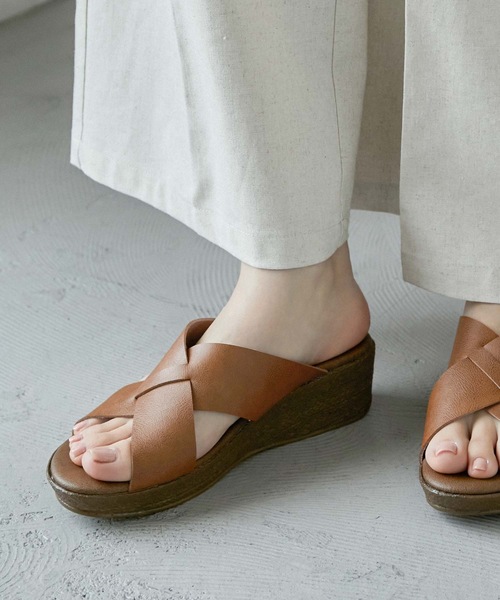   ★ ロゴが印象的 カノバ ウェッジサンダル ファッションレター Fashion Letter 日本製ウェッジソールクロス