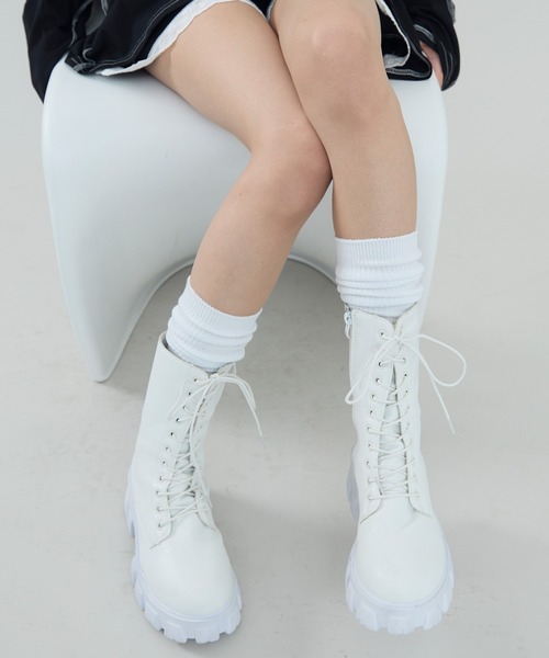 SEN TOKYO ブーツ モード感漂うデザイン。レースアップ ミドル丈 厚底