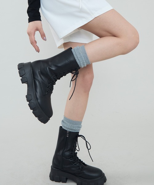 SEN TOKYO ブーツ モード感漂うデザイン。レースアップ ミドル丈 厚底