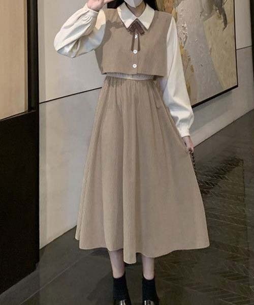 gossip!ロサンゼルス ワンピース ラペル/ティアードフレア/2ピース風