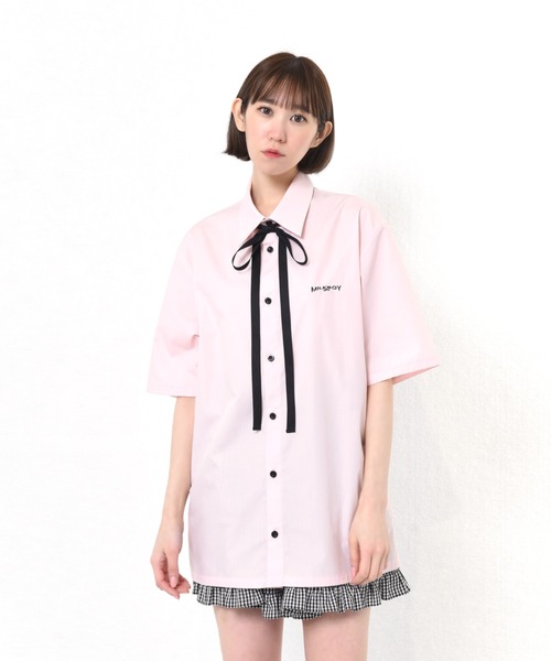 ブラウス シャツ LOGO RIBBON シャツ レディース メンズ