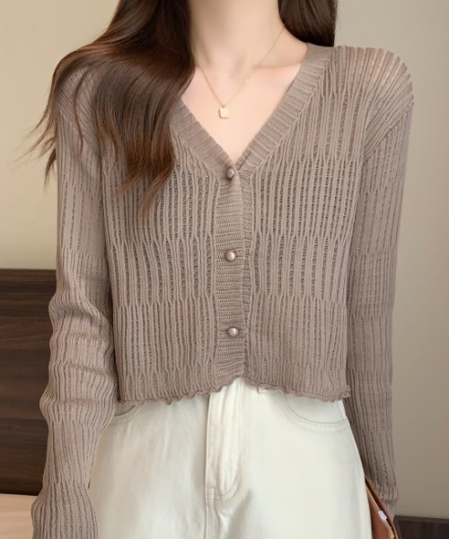 Ada. カーディガン 「羽織りに/オフィスカジュアル」透かしランダム