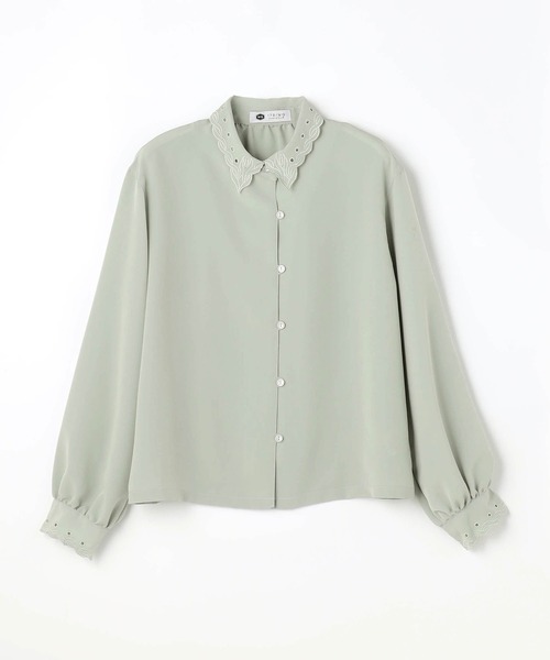 179/WG ブラウス シャツ スカラップ刺繍ブラウス レディース