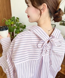アンミカ×zozo ピンク 2wayストライプ 長袖シャツ定価12,000円 アンミカ×zozo ピンク 2wayストライプ 長袖シャツ