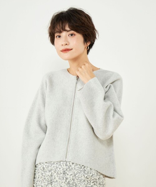 NOLLEY'S（ノーリーズ） カーディガン 強縮ジップアップカーディガン