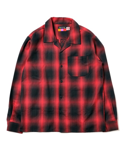 RADIO EVA シャツ RADIO EVA A189 Longinus OPEN NECKED OMBRE CHECKED