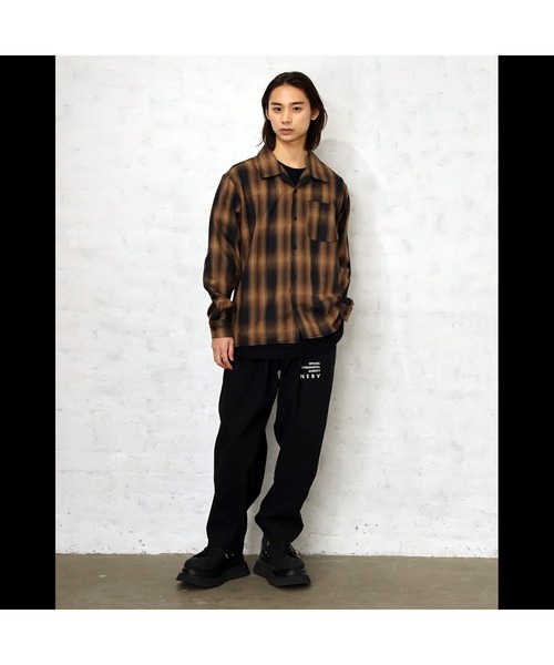 RADIO EVA シャツ RADIO EVA A189 Longinus OPEN NECKED OMBRE CHECKED