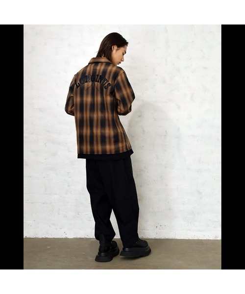 RADIO EVA シャツ RADIO EVA A189 Longinus OPEN NECKED OMBRE CHECKED