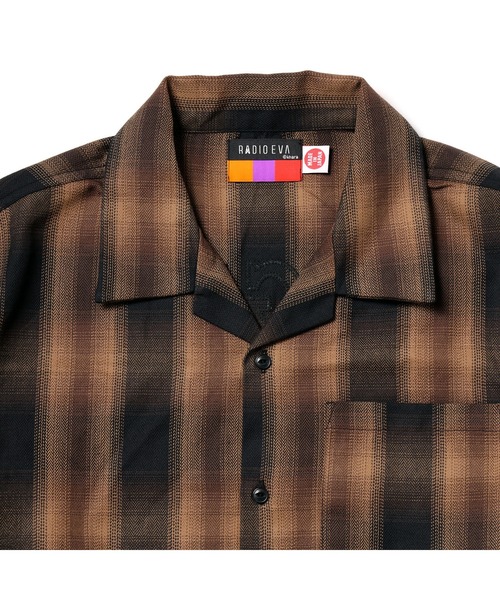 RADIO EVA シャツ RADIO EVA A189 Longinus OPEN NECKED OMBRE CHECKED