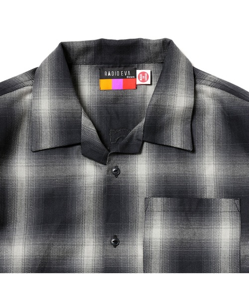RADIO EVA シャツ RADIO EVA A189 Longinus OPEN NECKED OMBRE CHECKED