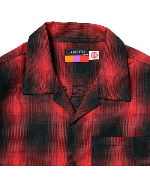 RADIO EVA シャツ RADIO EVA A189 Longinus OPEN NECKED OMBRE CHECKED