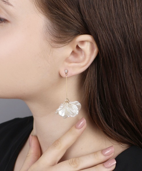 CEMO NEMO（セモネモ） パール ピアス パール フラワー ドロップピアス