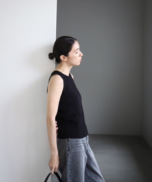 ノースリーブニット　グレー セール】 【洗える】Compact Wool ノースリーブニット （ニット