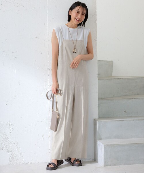 CLASSY.6月号掲載/洗える】リネンレーヨンストレッチ サロペット