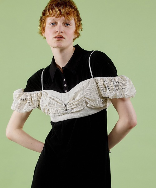オフショル　シアー　ビスチェ MAISON SPECIAL Tulle Off Shoulder Bustier/チュールオフショルダービスチェ
